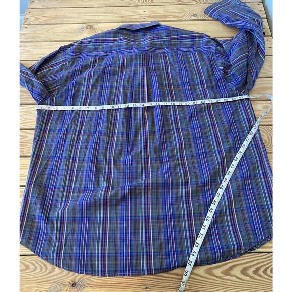 Lenor Romano Plaid Long Sleeve Button Up Shirt Size 2XL Men’s Blue - Picture 8 of 9